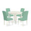 Ensemble de salle à manger 5 pièces comprenant une table de cuisine ronde et 4 chaises Parson rembourrées en similicuir Pond, 42 x 42 po, lin blanc-1442358872-1357128785