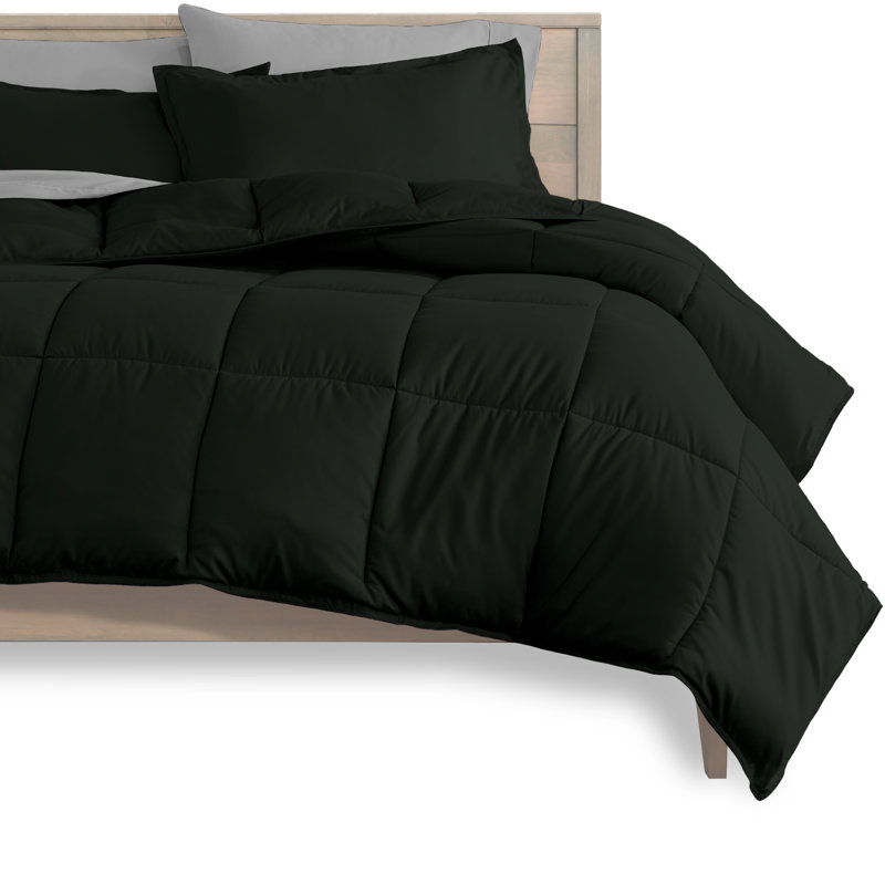 Modern & Contemporary Comforter, Black/Light Gray, Twin Extra Long Comforter + Pillowcases