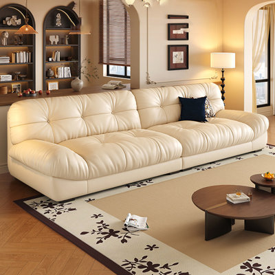 White Genuine Leather Modular Sofa cushion Fourseat