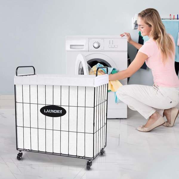 Gracie Oaks Metal Rolling Laundry Hamper with Handles - Wayfair Canada