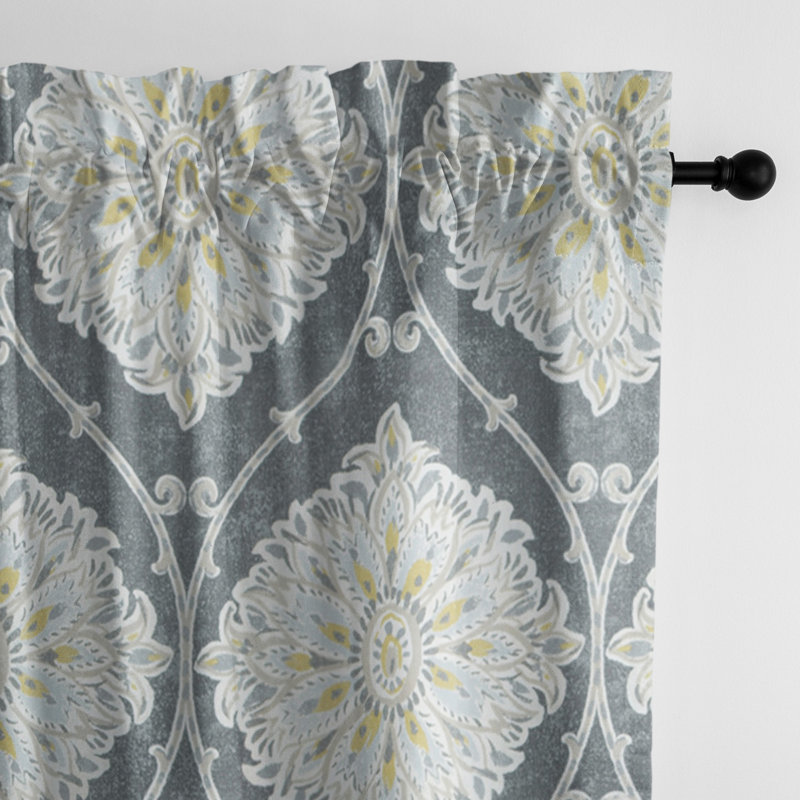 Paire de rideaux obscurcissant avec passe-tringle Indali, L 50 po x L 96 po, Gris / blanc