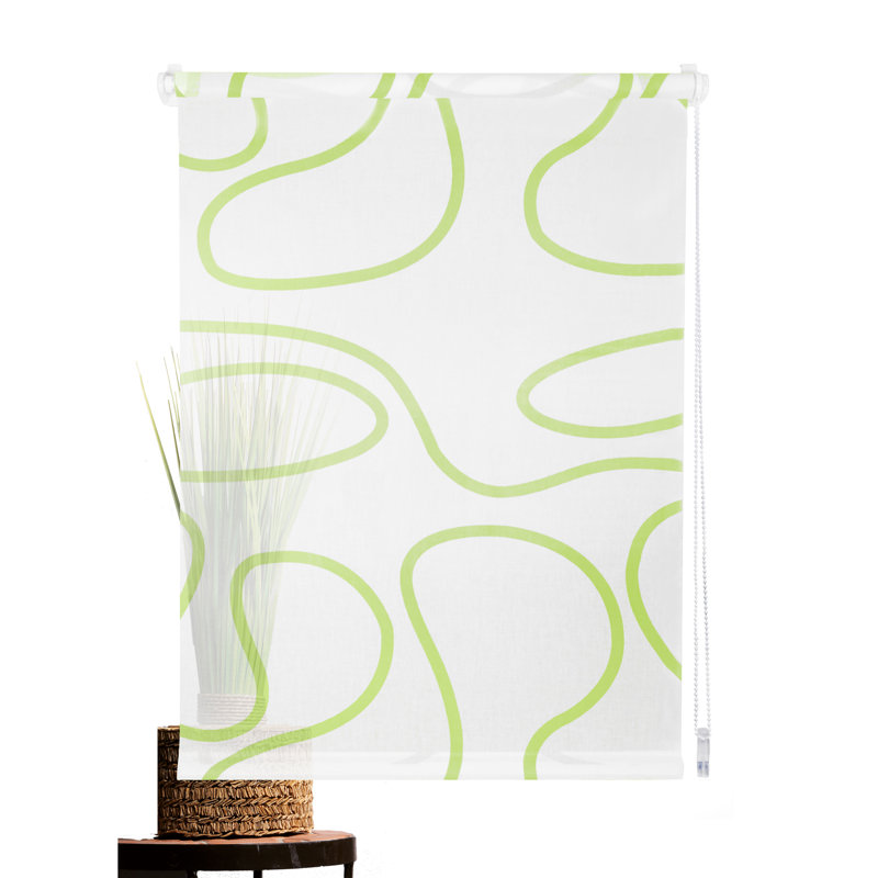 Domo Cap Room Darkening Roller Blind, White and green, 160cm L x 100cm W