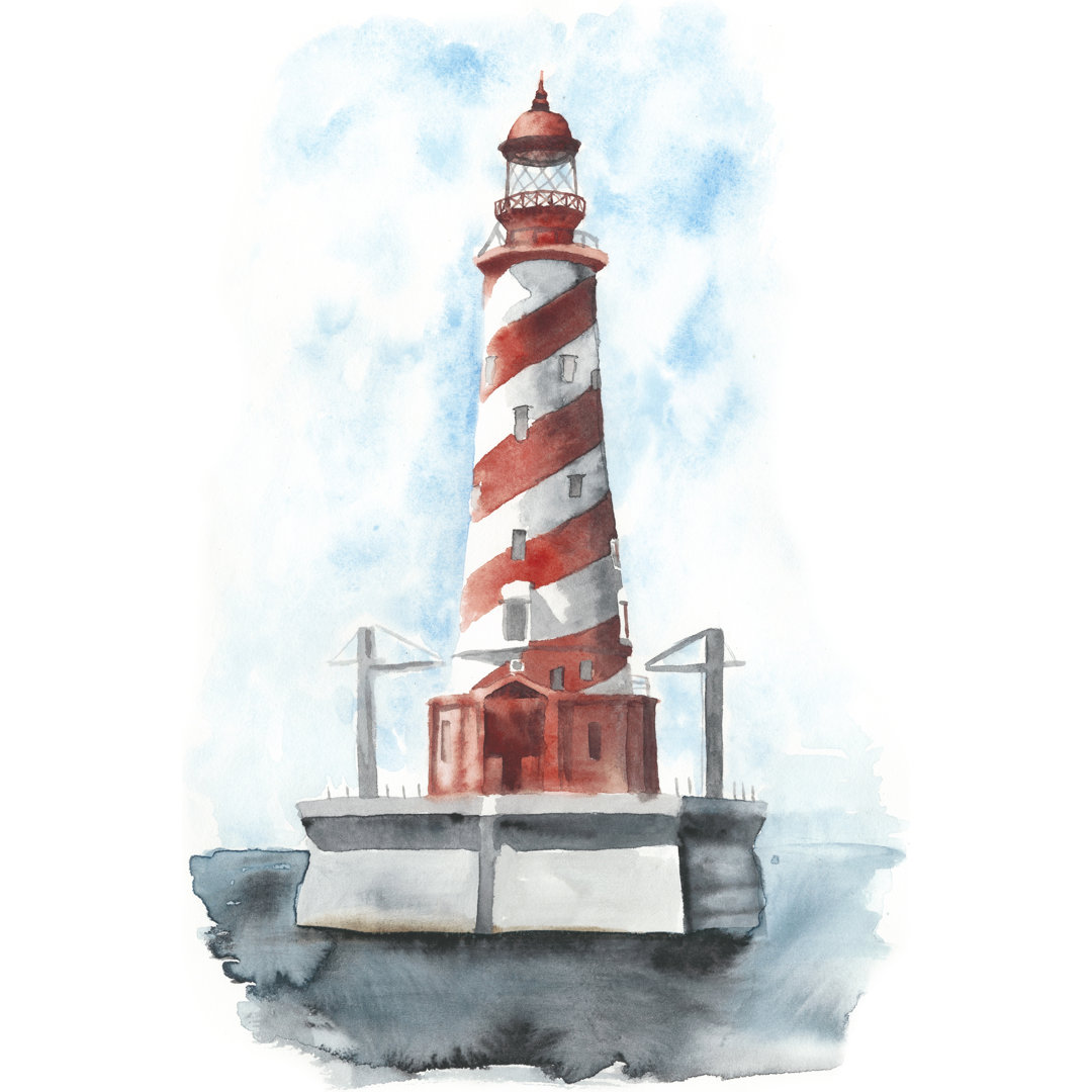 Leinwandbild Aquarell Leuchtturm IV von Naomi McCavitt