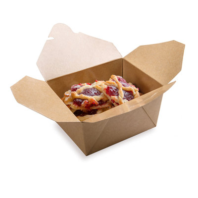 Restaurantware-Bio Tek 30 Ounce Paper Take Out Boxes, 50 Greaseproof Take Out Food Containers - Tab Lock Closure, Microwavable, Kraft Paper Boxes, Hot and Cold Foods, Disposable