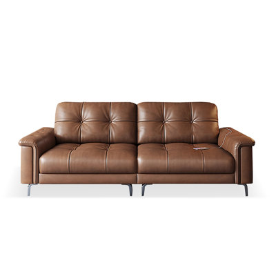 Canapé modulaire brun en cuir véritable