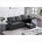 Sectional Sofa with Pull-Out Twin Sleeper &amp; Storage Chaise | Dark Gray Linen-124536100