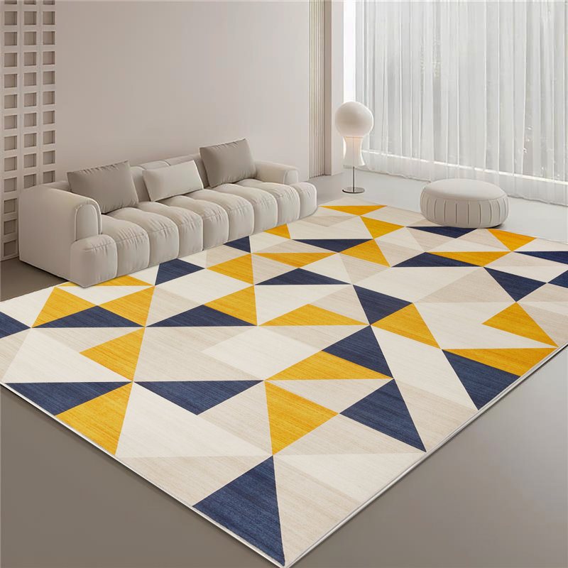 Luxurious Ochre Printed Area Rug(Geometric Pattern), Rectangle 160 x 300 cm