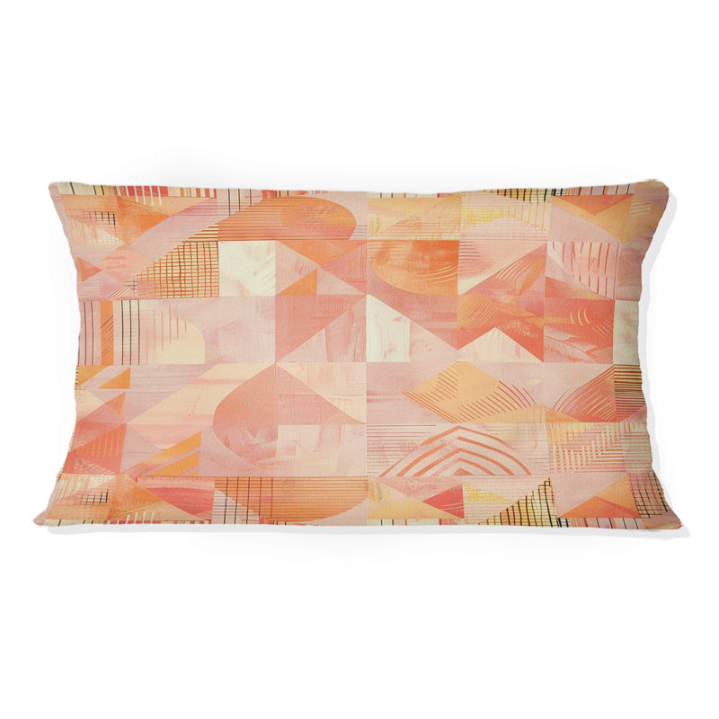 Imprimé de plantes géométriques pêche - Coussin lombaire géométrique