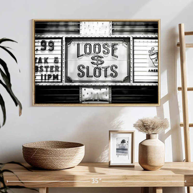 Loose Dollar Machines à sous, Cadre flottant en bois naturel, 25 po x 17 po