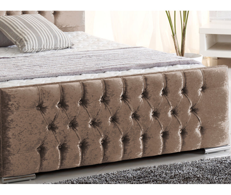 Lula Upholstered Bed, Single (3'), Truffle Crush Velvet