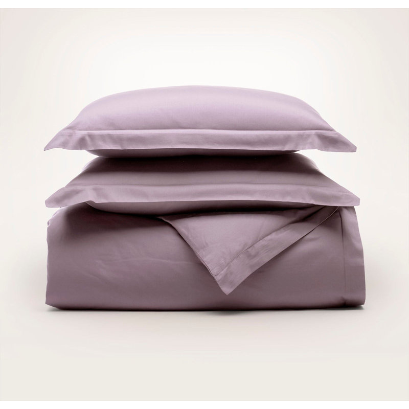 Signature Hemmed Duvet Set, Plum, Full Duvet Cover + 2 Standard Shams