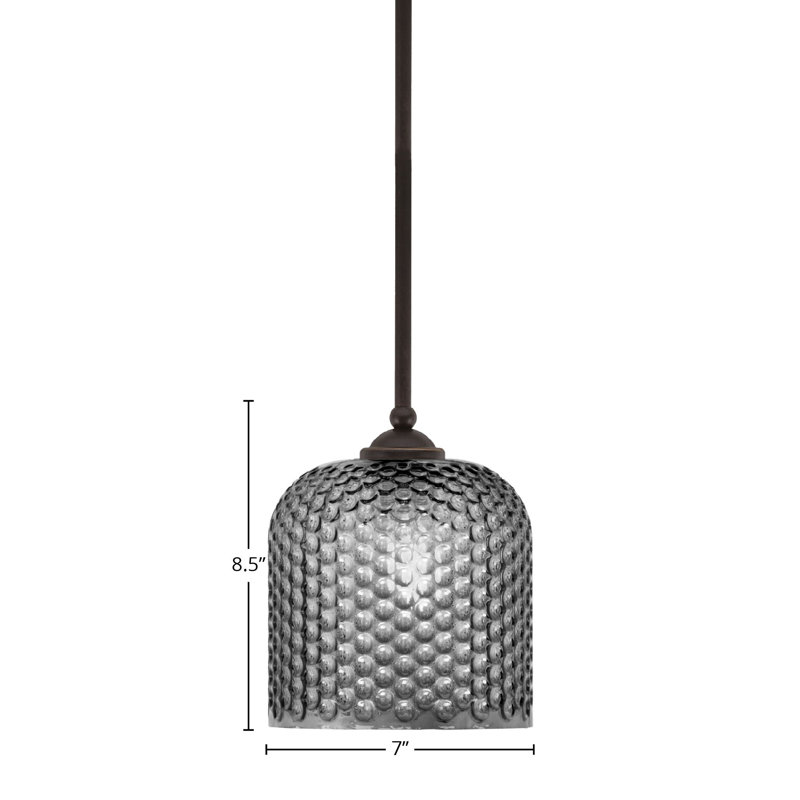 Mini-luminaire suspendu suspendu Zilo, fini granit foncé avec verre de 7 po, Granit foncé