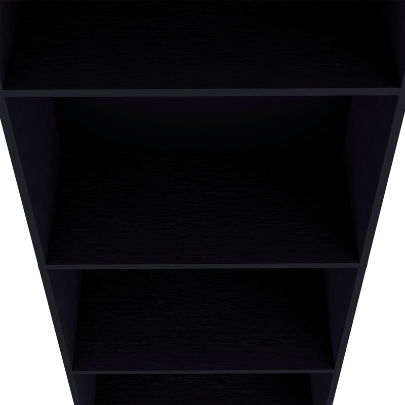 71" White Wood Four Tier Bookcase, Black