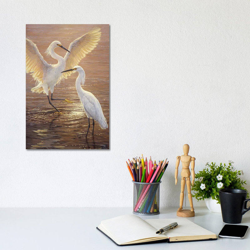 «Evening Duet - Snowy Egrets», reproduction d'art mural