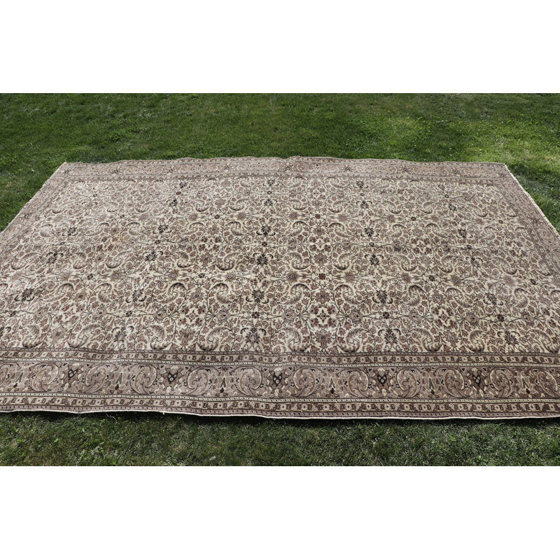Grand tapis turc Oushak rétro gris - idéal pour les décorations de chambre à coucher de style oriental et anatolien