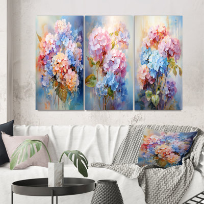 «Delicate Hydrangea Bouquet Tender Pastel», 3 pièces