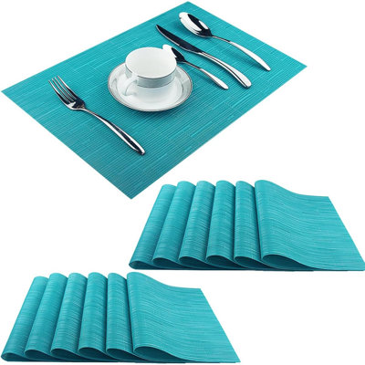 Placemats Set Of 12 Washable Durable Place Mats Vinyl Heat Resistant Non Slip Table Mats Indoor Outdoor