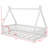 Modern Tent-Shaped Teepee Floor Bed With Guardrails, Slats And Door-440176184-440176185