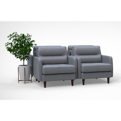 Ensemble de chaises pour salle d'attente 4 personnes 4 pièces 100% cuir véritable couleur gris