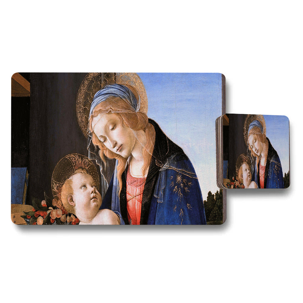 Madonna And Child Art Placemat And Coaster Set Renaissance Style