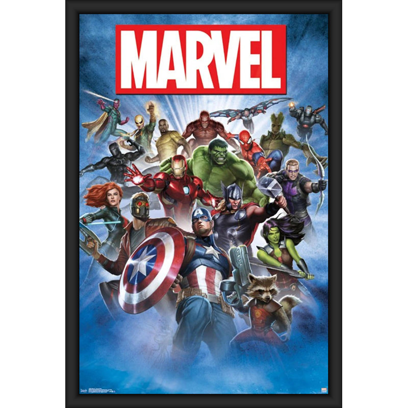 Marvel - impression d'art graphique sur papier, Papier encadré noir, H 36,5 po x l 24,75 po x P 1 po