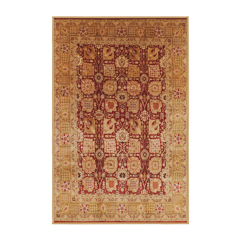 Tapis oriental beige / rouge Khat, Rectangle 8 pi x 12 pi