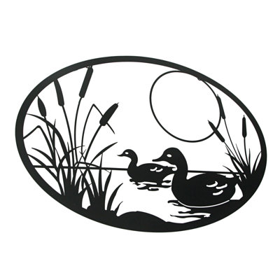 Indoor or outdoor black metal ducks and goose wall art set of 2 with hangers, 23.75 inches wide