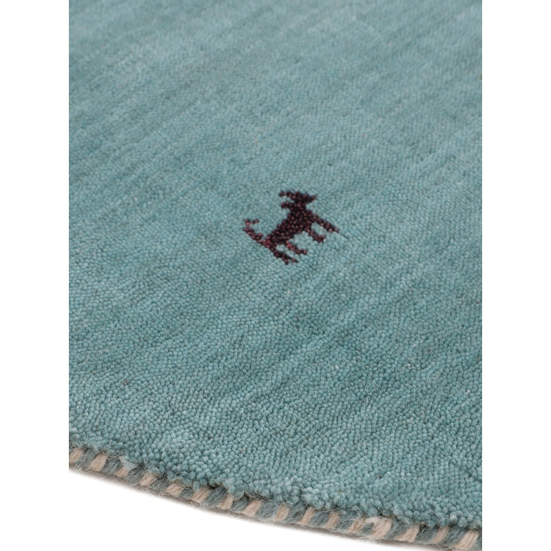 Handwoven Wool Gabbeh Uni Turquoise Rug, Round 120cm