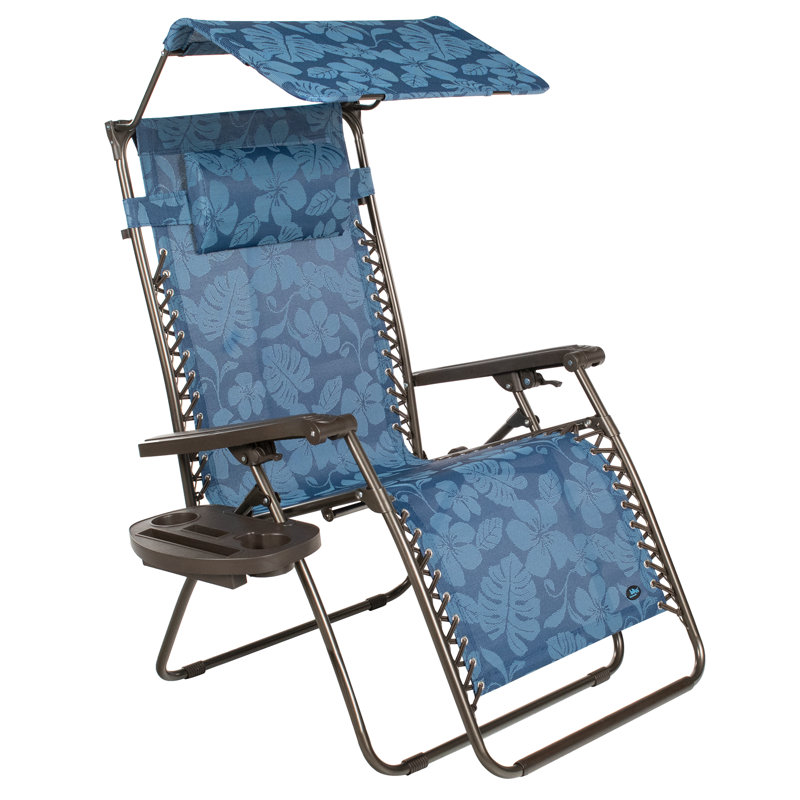  30" Wide XL Zero Gravity Outdoor Lounge Chair w/ Canopy, Blue