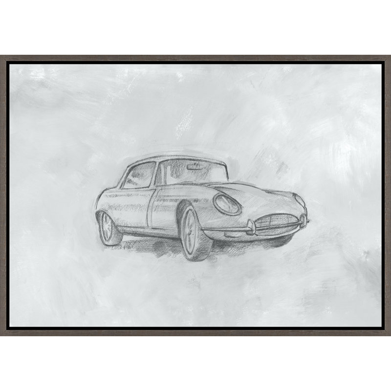 «Graphite Cars III» par Richard Ryder, reproduction d'art sur toile encadrée, Verre