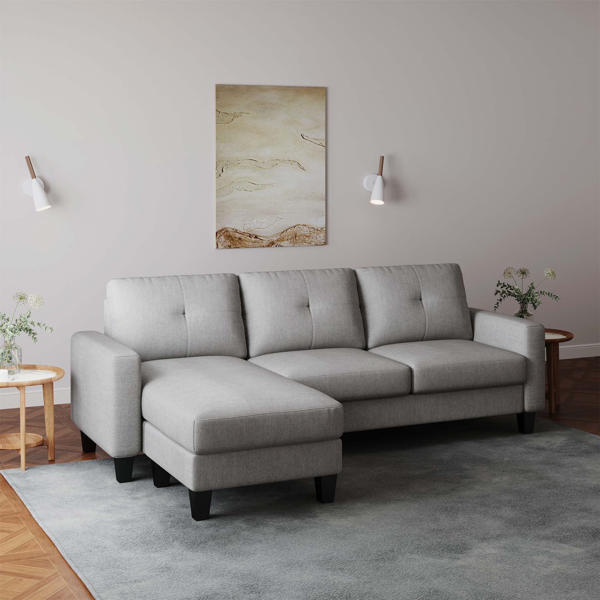 Ebern Designs Living Room Furniture With Polyestr Fabric L Shape Couch ...