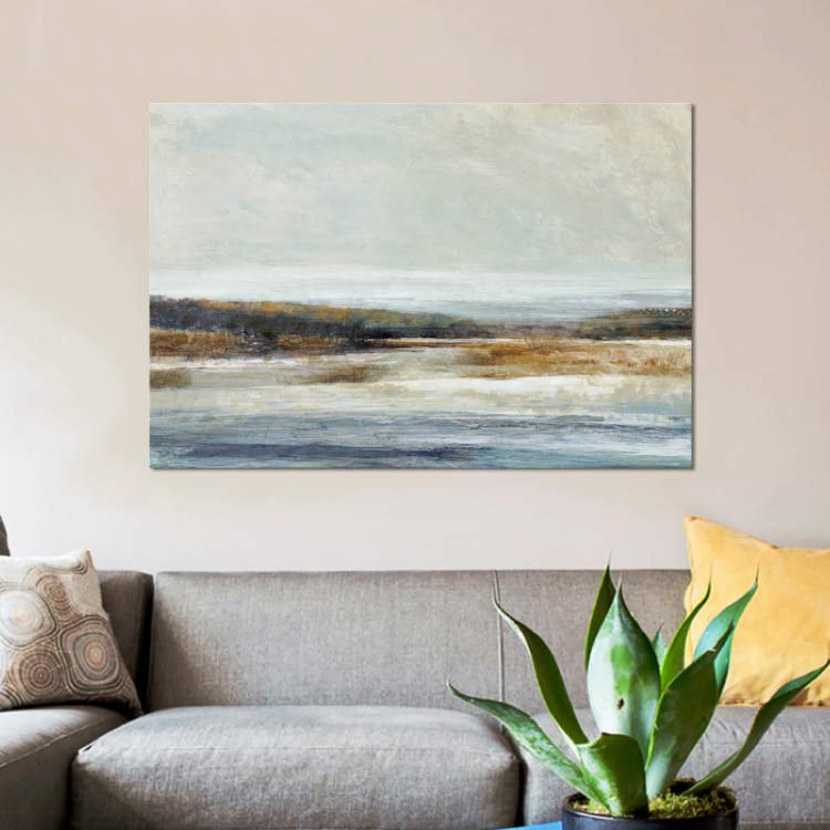 « water edge i », reproduction sur toile, H 26 po x l 40 po x P 1,5 po, Pas de tapis, Toile tendue