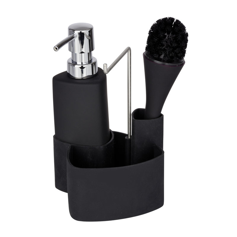 Porcelain China Bathroom Accessory Set, Black