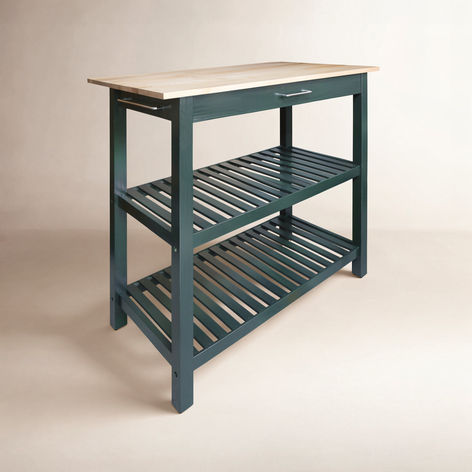 Herriott 40" Solid Wood Prep Table, Hunter Green/Natural, 36.5"H x 40"W x 20"D