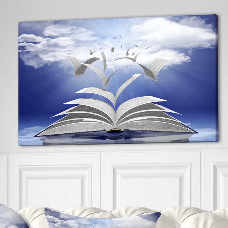 Livre pages Skyward - impression sur bois, H 20 po x l 40 po x P 1po, Toile tendue