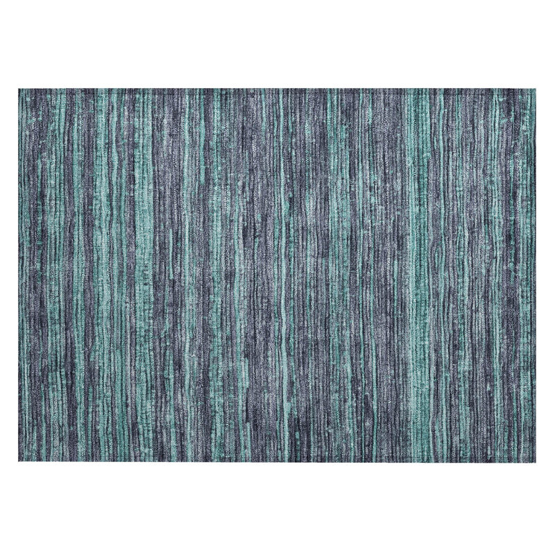 Machine Washable Indoor/Outdoor Xhevrie Teal Rug, Rectangle 1'8" x 2'6"