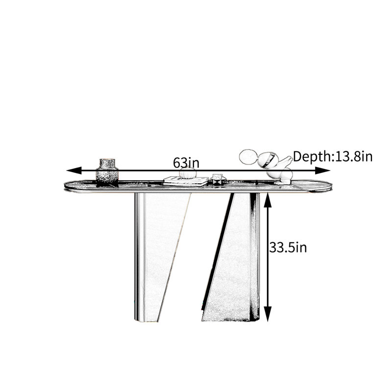 Console de style italien de luxe, H 33,5 po x l 63 po x P 13,8 po, Noir, noir, noir, noir