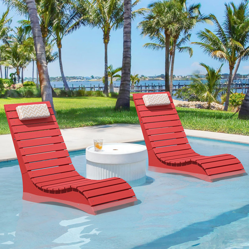 Pool Lounge Chairs Set of 2, Bright Red