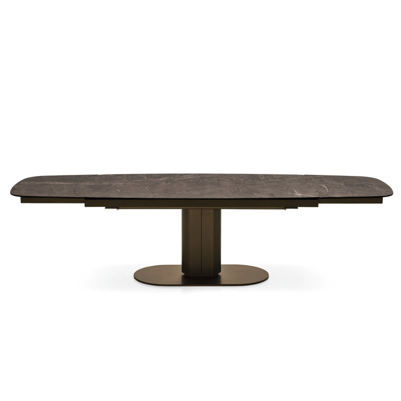 Cameo Elliptical Top Extendable Table, Matt Bronze, Bronze, 39.38" W x 116.63" L