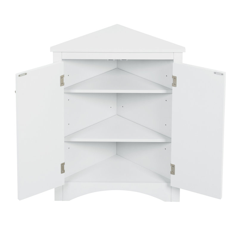 Armoire triangulaire blanche à tablettes réglables - idéale pour l'organisation de la maison et le rangement Salle de bain avec tablettes polyvalentes