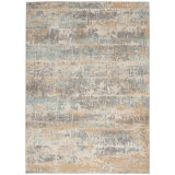 Abstract Area Rug in Beige/Blue