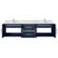 Meuble-lavabo double bleu marine 72 po X P 22 po D, dessus en marbre de Carrare et ensemble de robinet-117844494