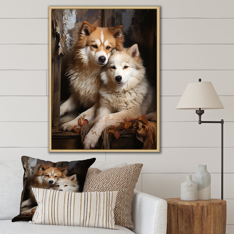 Chien Akita Affection II - impression, H 32 po x l 16 po x P 1 po, Cadre naturel flottant