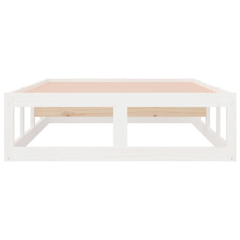Bed Frame Solid Wood, 95.5 x 205.5 cm, White