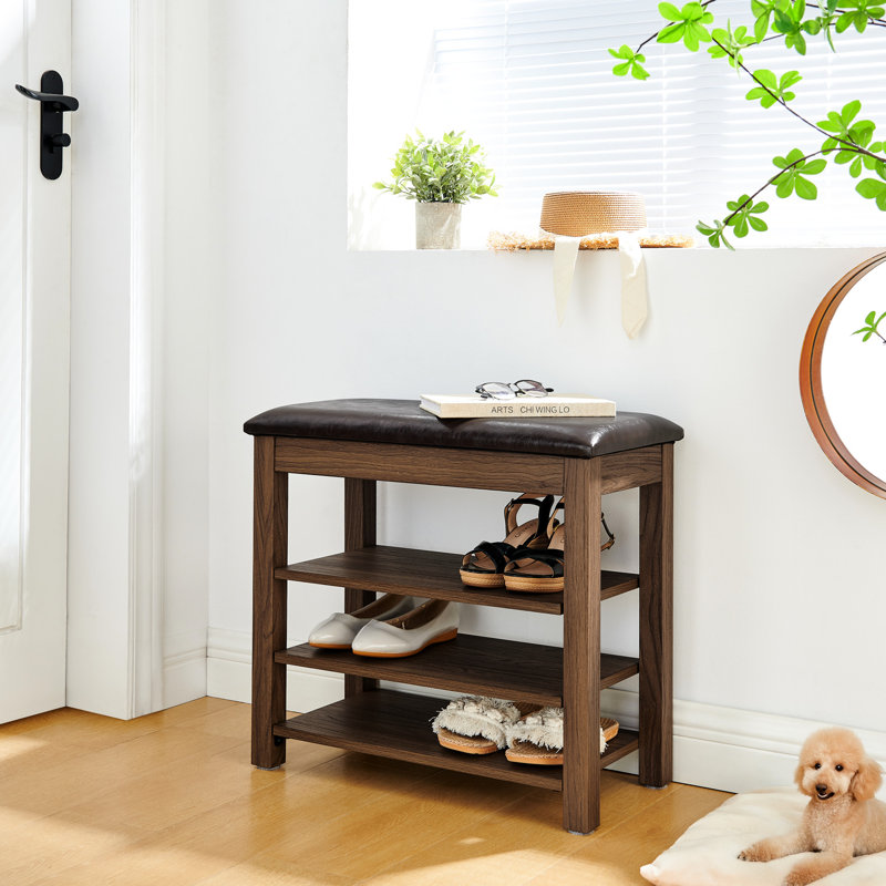 Petit banc à langer avec tablettes, Brun
