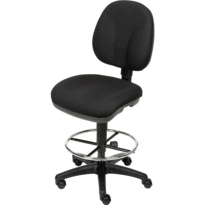 Backed Adjustable Height Ergonomic Lab Stool with Footring Pedestal Base