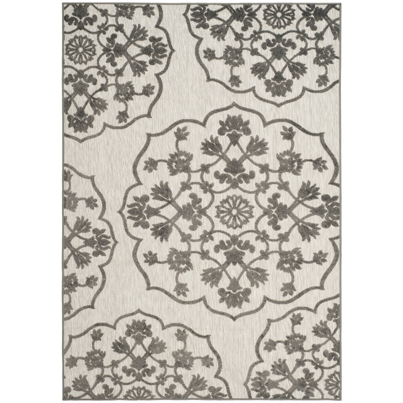 Junien Rectangle Floral Hand Woven Indoor / Outdoor Area Rug, Rectangle 122 x 183 cm