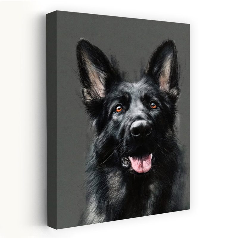 Art contemporain de chien berger allemand, H 18 po x l 12 po