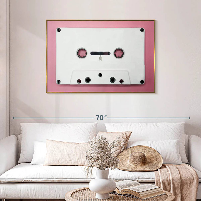 Cassette blanche, Cadre flottant doré, 43 po x 29 po