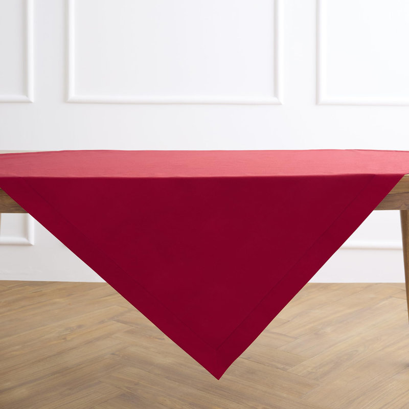 Dru Cotton Linen Plain Table Throw, Scarlet Red